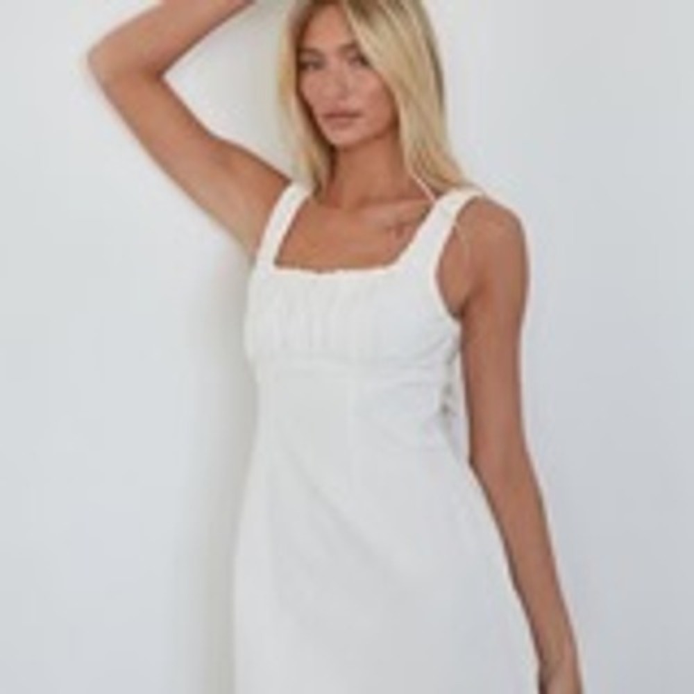 American Threads Genessa White Linen Mini dress NWOT